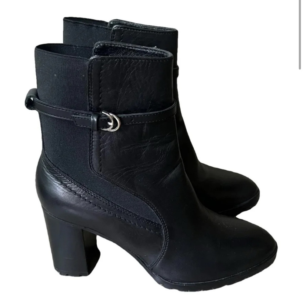 Massimo Dutti Elegant Genuine Leather Black Ankle Boots- Size 10(EU 40)